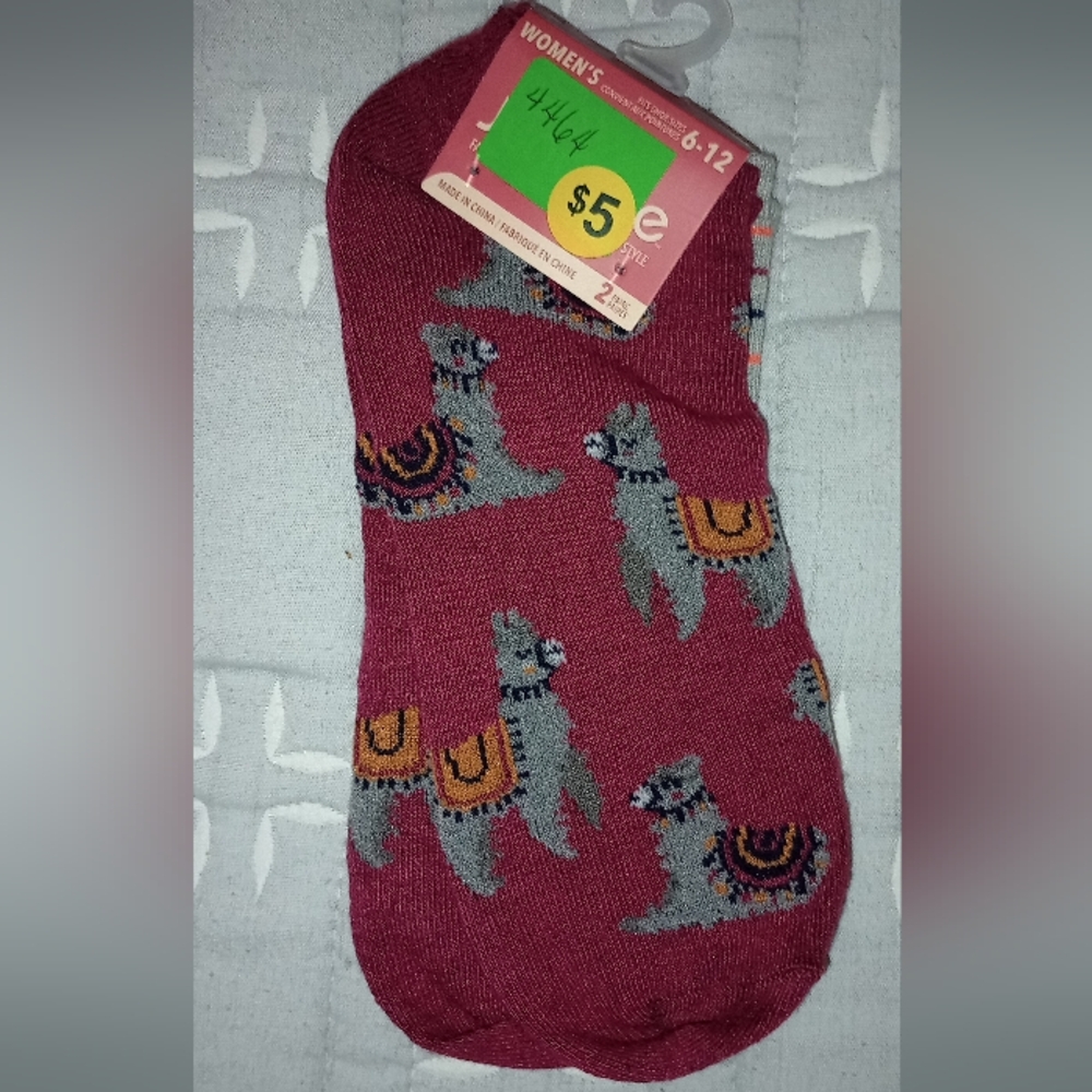 Llama Patterned Socks - Red